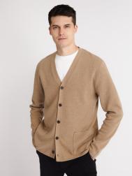 Трикотажный кардиган из хлопка на пуговицах с накладными карманами ZOLLA