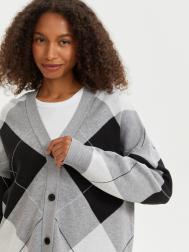 Трикотажный кардиган в клетку на пуговицах ZOLLA