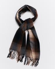 Тканевый шарф в клетку с длинной бахромой ZOLLA