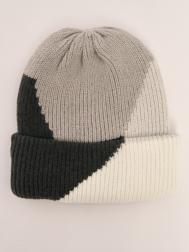 Тёплая вязаная шапка-бини из шерсти с отворотом ZOLLA