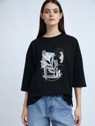 Свитшот с принтом и укороченными рукавами ZOLLA