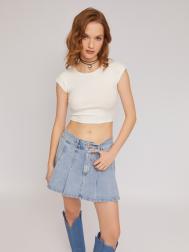 Джинсовая теннисная юбка длины мини в складку ZOLLA