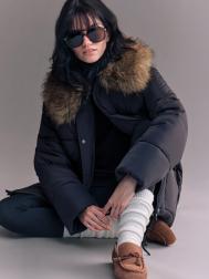 Тёплая куртка с воротником из экомеха ZOLLA