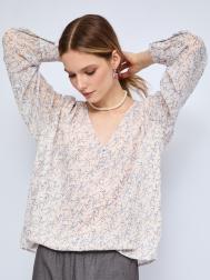 Шифоновая блузка с V-образным вырезом на груди ZOLLA