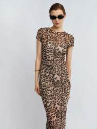 Платье-футболка из сетки с леопардовым принтом ZOLLA