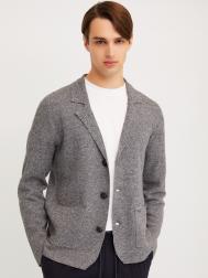 Вязаный кардиган на пуговицах с воротником и накладными карманами ZOLLA