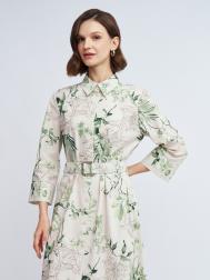 Платье-рубашка миди с принтом и поясом ZOLLA