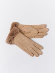 Тёплые перчатки с опушкой и подкладкой из экомеха ZOLLA
