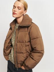 Тёплая короткая куртка на молнии с высоким воротником ZOLLA