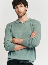 Тонкий трикотажный джемпер с воротником поло ZOLLA