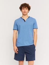 Футболка хенли из хлопка с коротким рукавом ZOLLA