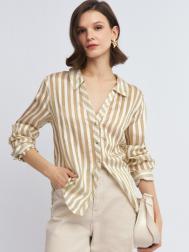 Рубашка в полоску с вырезом на груди ZOLLA