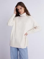 Длинный вязаный свитер оверсайз силуэта с воротником-гольф ZOLLA