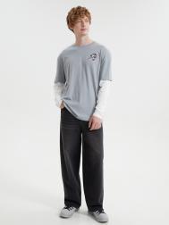 Лонгслив из хлопка с имитацией футболки ZOLLA