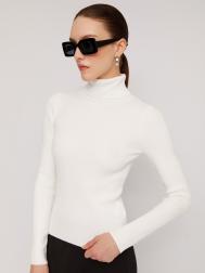 Джемпер-водолазка из тонкого вязаного трикотажа с фактурой-риб ZOLLA