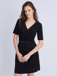 Замшевое платье с вырезом на запах и ремнём на талии ZOLLA