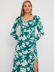 Платье длины миди с разрезом по ноге и цветочным принтом ZOLLA