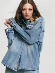 Джинсовая куртка-рубашка из хлопка ZOLLA