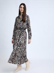 Платье-рубашка макси с леопардовым принтом и ремнём ZOLLA