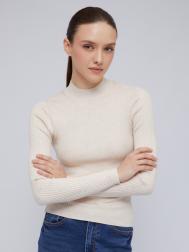 Свитер-водолазка из тонкого вязаного трикотажа с фактурой-риб ZOLLA