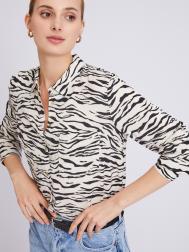 Принтованная рубашка из вискозы с карманом и подхватами на рукавах ZOLLA