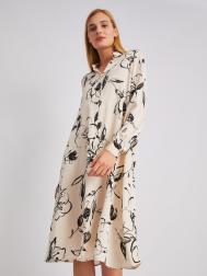 Атласное платье-рубашка с воротником и акцентном на талии ZOLLA
