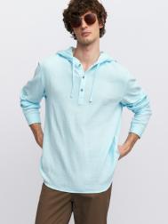 Хлопковая рубашка прямого силуэта с капюшоном ZOLLA