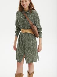 Платье-рубашка с поясом и растительным принтом ZOLLA