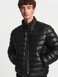 Тёплая куртка-бомбер из экокожи на молнии с воротником-стойкой ZOLLA