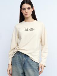 Трикотажный лонгслив с принтом-надписью ZOLLA