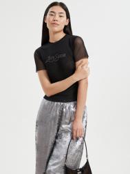 Футболка-топ из полупрозрачной сетки со стразами ZOLLA