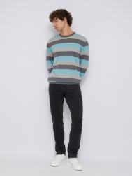 Тонкий вязаный джемпер из хлопка в полоску ZOLLA