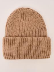 Тёплая вязаная шапка-бини из акрила с отворотом ZOLLA