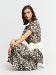 Леопардовое платье-футболка с коротким рукавом ZOLLA