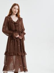 Платье миди из шифона с воланами ZOLLA