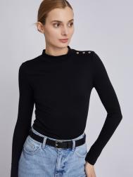 Трикотажный джемпер-водолазка с воротником и декоративными кнопками ZOLLA