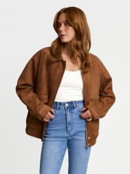 Куртка-бомбер из экозамши с воротником ZOLLA