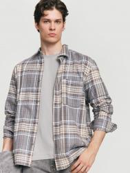 Рубашка из хлопка с длинным рукавом и узором в клетку ZOLLA