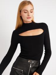 Джемпер-водолазка из тонкого вязаного трикотажа с высоким воротником и вырезом ZOLLA