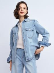Джинсовая куртка-рубашка из хлопка ZOLLA
