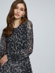 Леопардовое платье миди с плиссировкой и ремнём ZOLLA