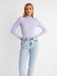 Свитер-водолазка из тонкого вязаного трикотажа с фактурой-риб ZOLLA