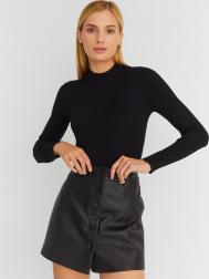 Свитер-водолазка из тонкого вязаного трикотажа с фактурой-риб ZOLLA