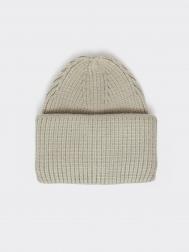 Тёплая вязаная шапка-бини с отворотом ZOLLA