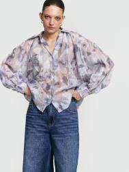 Рубашка с объёмными рукавами и вырезом на груди ZOLLA