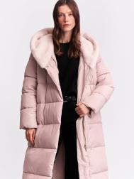 Тёплая куртка-пальто с капюшоном и поясом ZOLLA