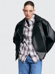 Кожаная куртка-косуха оверсайз из экокожи ZOLLA