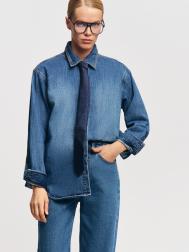 Джинсовая куртка-рубашка из хлопка ZOLLA