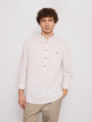 Хлопковая рубашка прямого силуэта в полоску ZOLLA