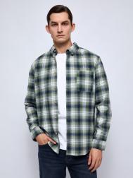 Рубашка из хлопка с длинным рукавом и узором в клетку ZOLLA